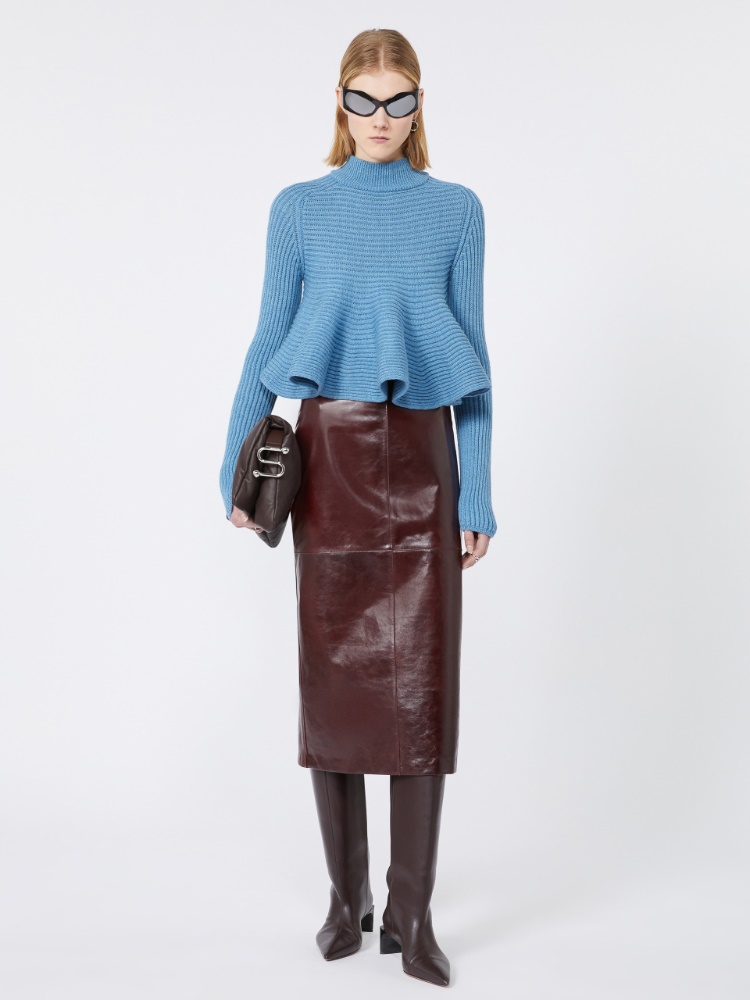 Midi leather skirt - BORDEAUX - Max Mara