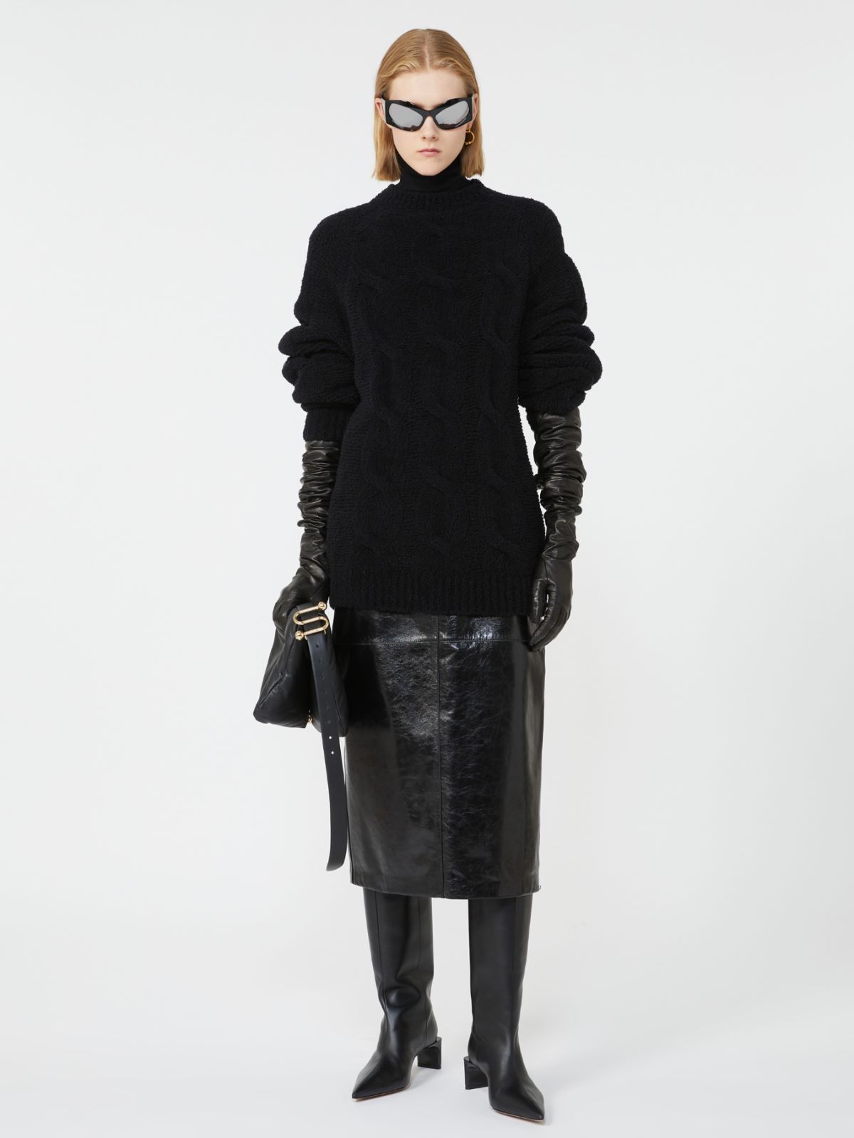 Midi leather skirt - BLACK - Max Mara