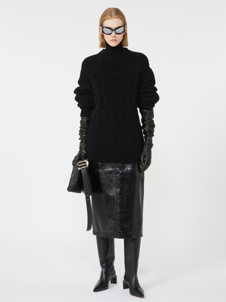 Midi leather skirt - BLACK - Max Mara