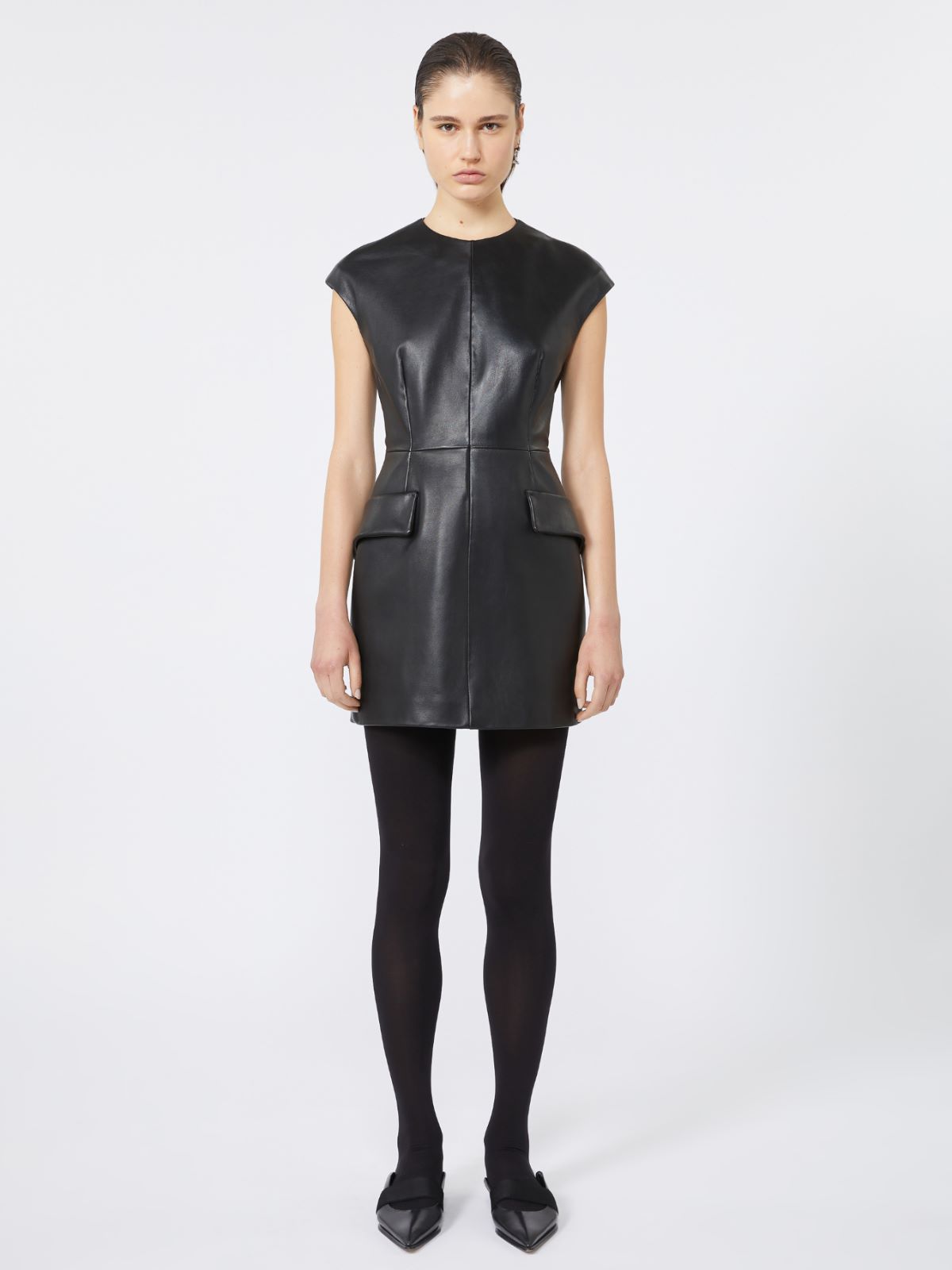 Sleeveless nappa leather dress - KLEPSYDRA CAPSULE - BLACK - Max Mara - 2