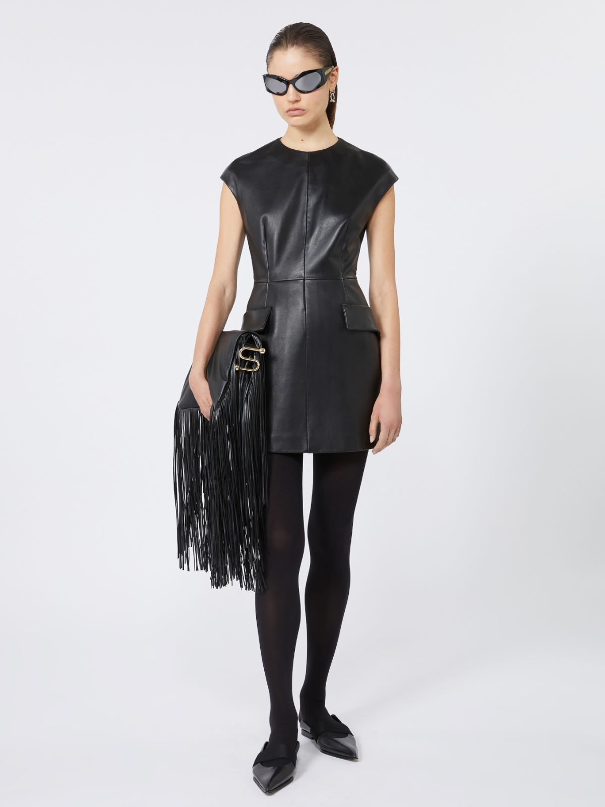 Sleeveless nappa leather dress - KLEPSYDRA CAPSULE - BLACK - Max Mara