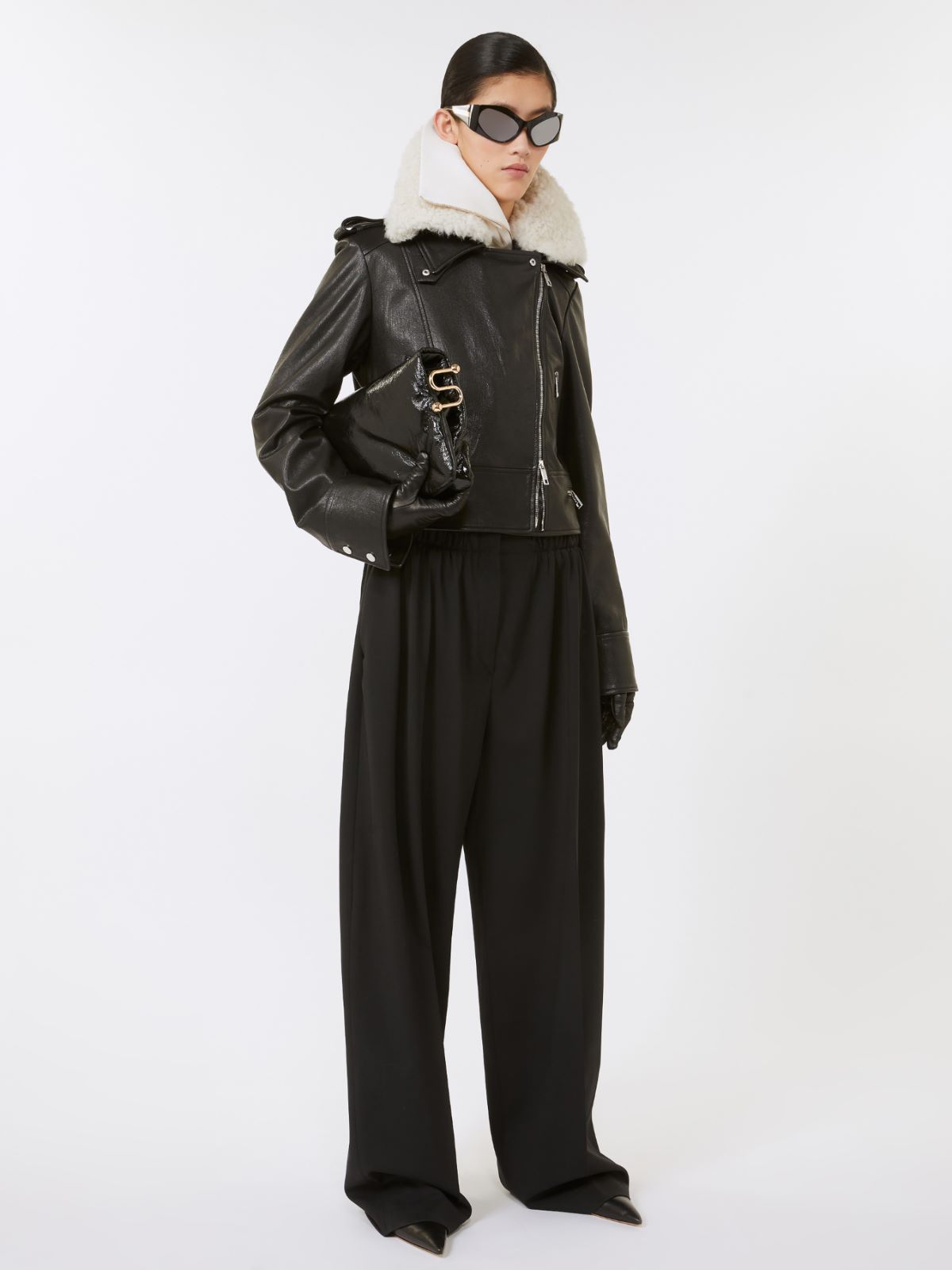Biker jacket in pelle - NERO - Max Mara