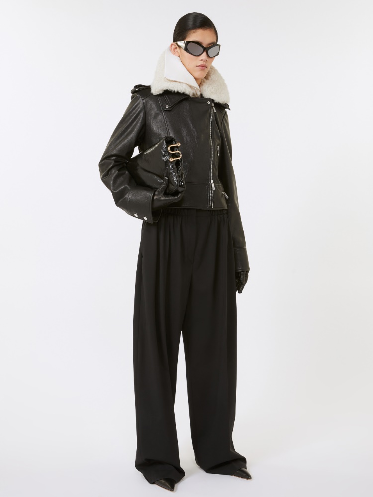 Leather biker jacket - BLACK - Max Mara