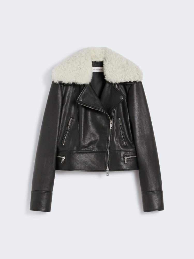 Leather biker jacket - BLACK - Max Mara