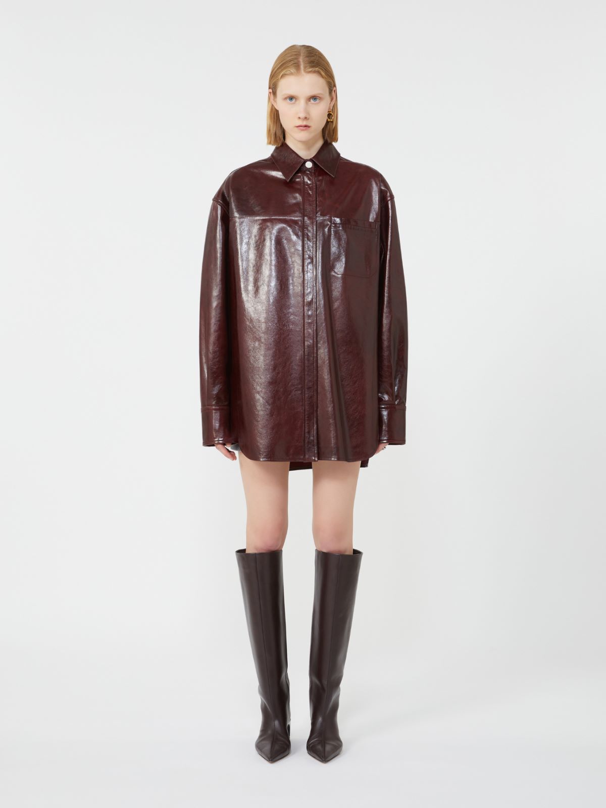 Oversized nappa leather shirt - BORDEAUX - Max Mara - 2