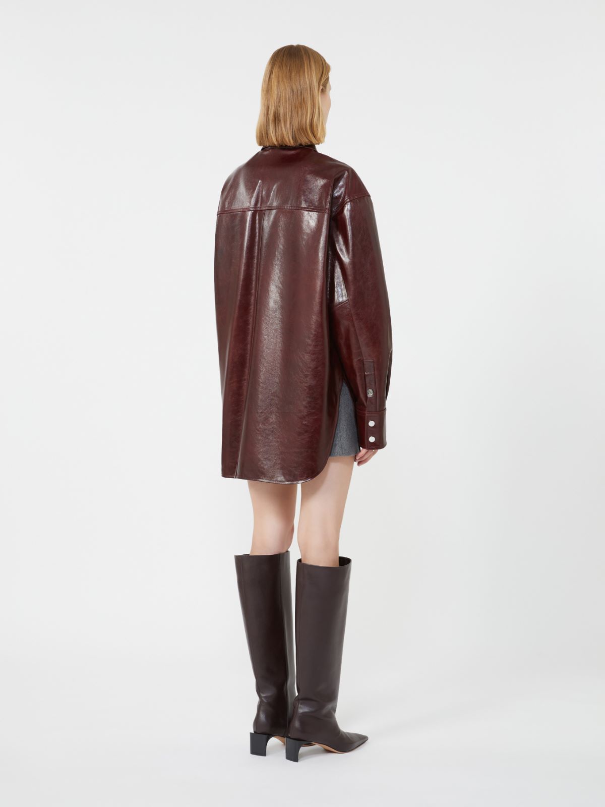 Oversized nappa leather shirt - BORDEAUX - Max Mara - 3