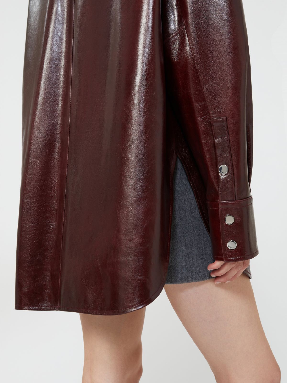 Oversized nappa leather shirt - BORDEAUX - Max Mara - 5