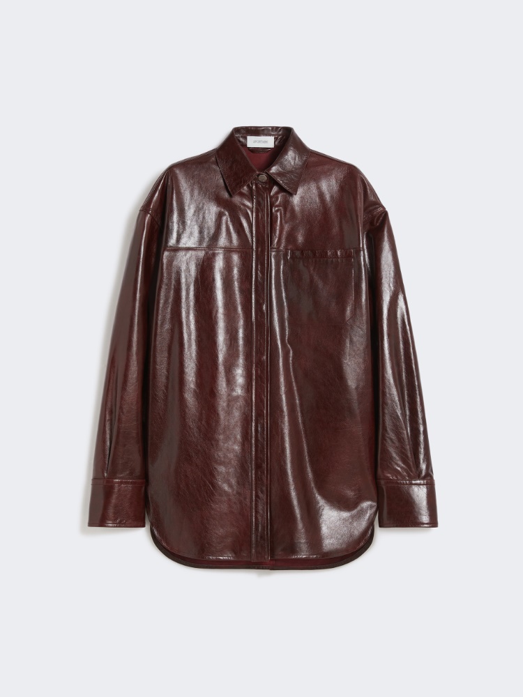 SPORT MAX マックスマーラ ラムレザー プリーツ レザージャケット 40 Max Mara(マックスマーラ) レザージャケット・コート(レディース
