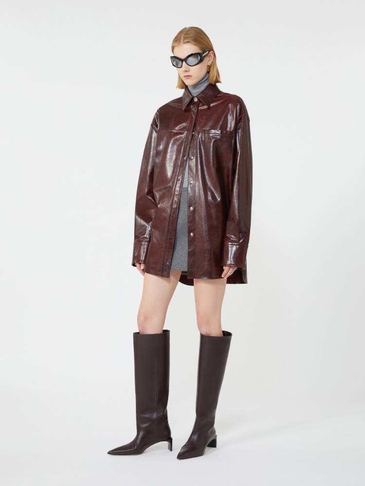 Oversized nappa leather shirt - BORDEAUX - Max Mara