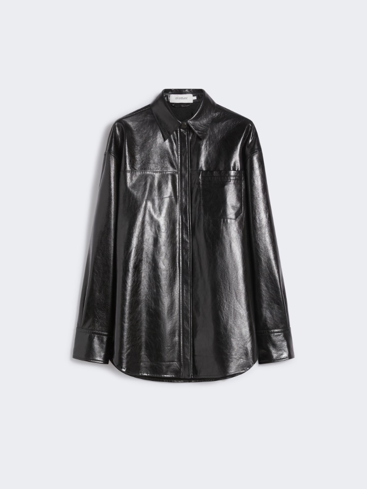 Oversized nappa leather shirt - BLACK - Max Mara