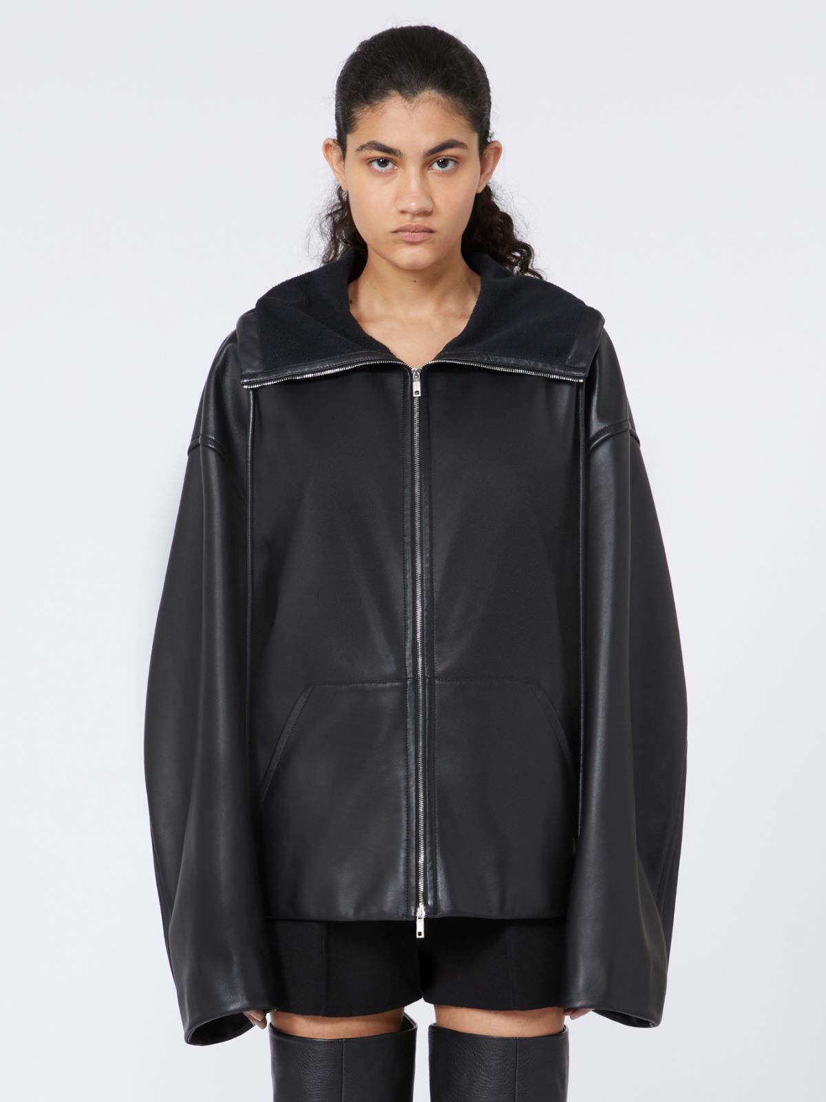 Leather hoodie - RUNWAY - BLACK - Max Mara - 2