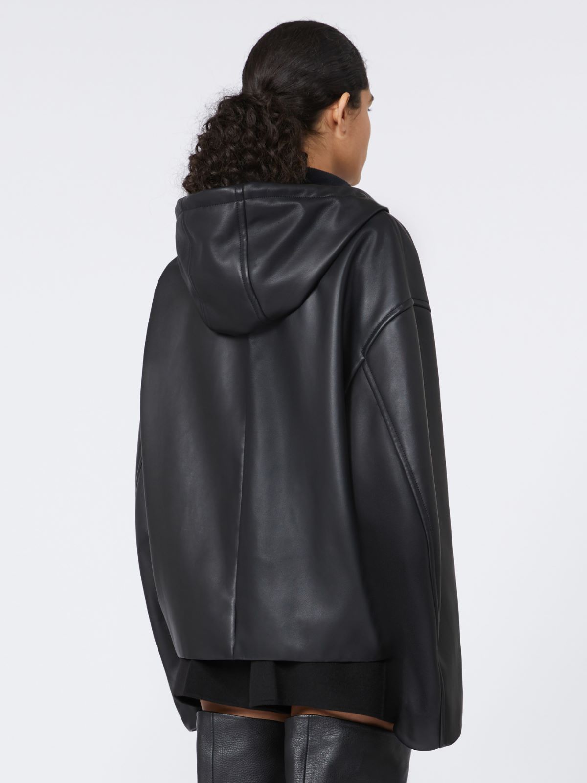 Leather hoodie - RUNWAY - BLACK - Max Mara - 3