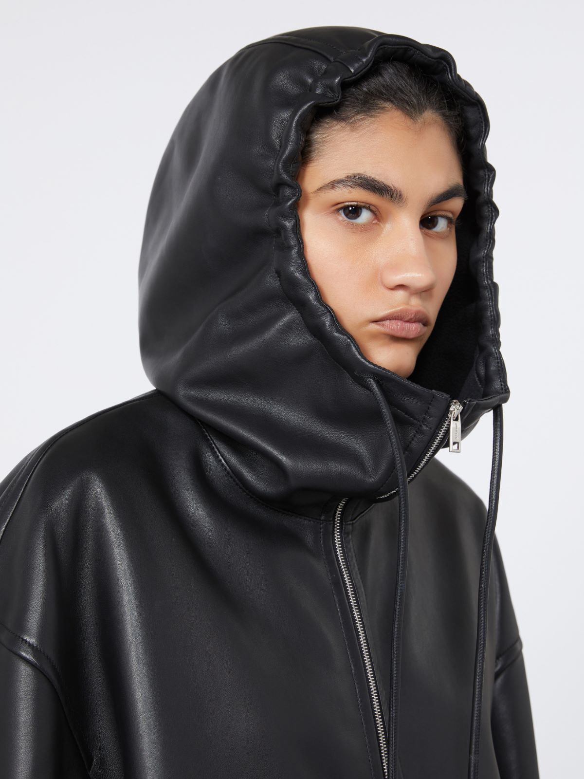 Leather hoodie - RUNWAY - BLACK - Max Mara - 4
