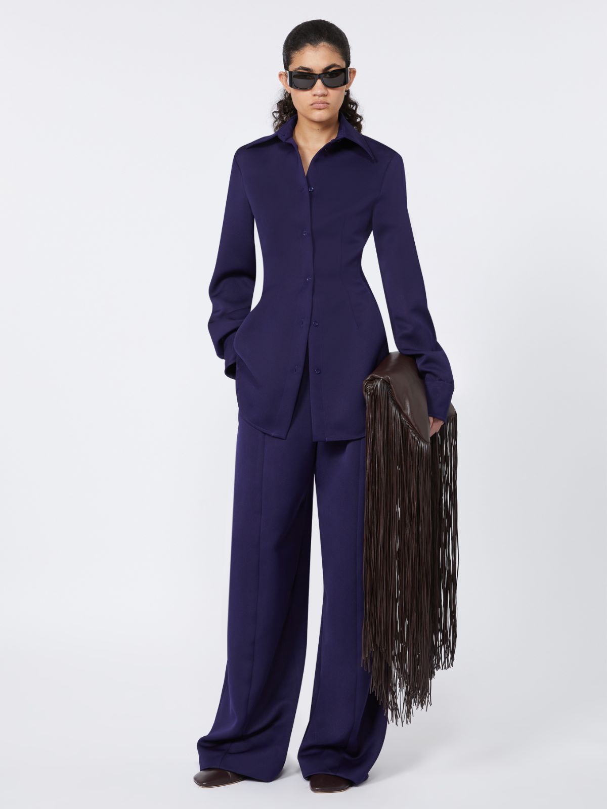 Soffy bag with long fringes - RUNWAY - CHOCOLATE - Max Mara