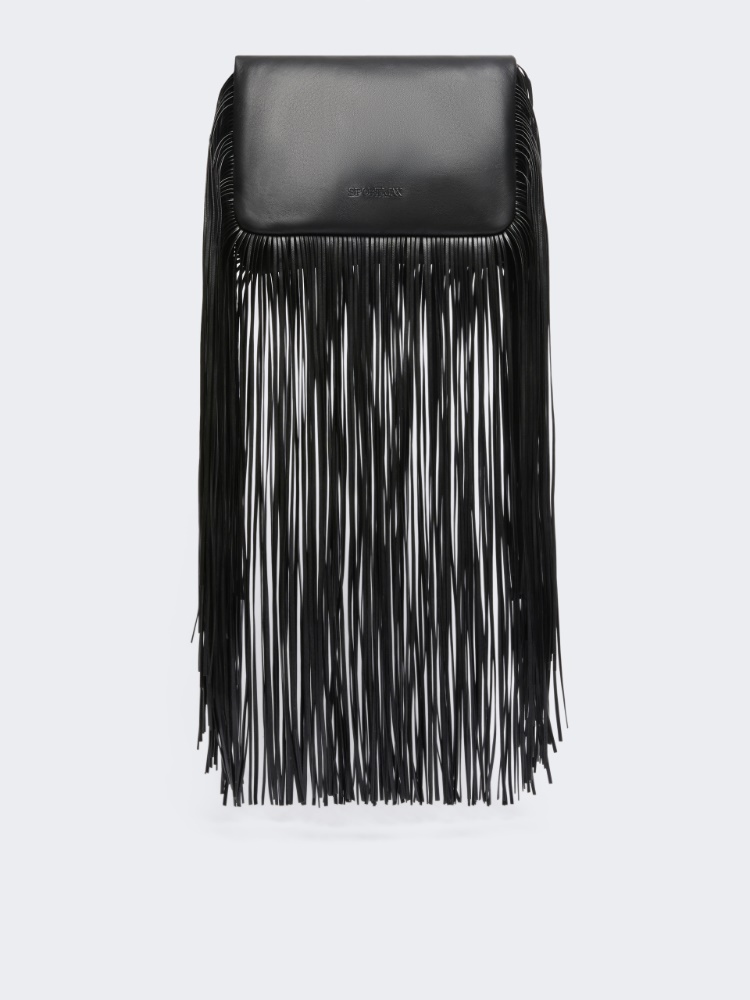 Mini Soffy Bag in nappa with fringes - BLACK - Max Mara