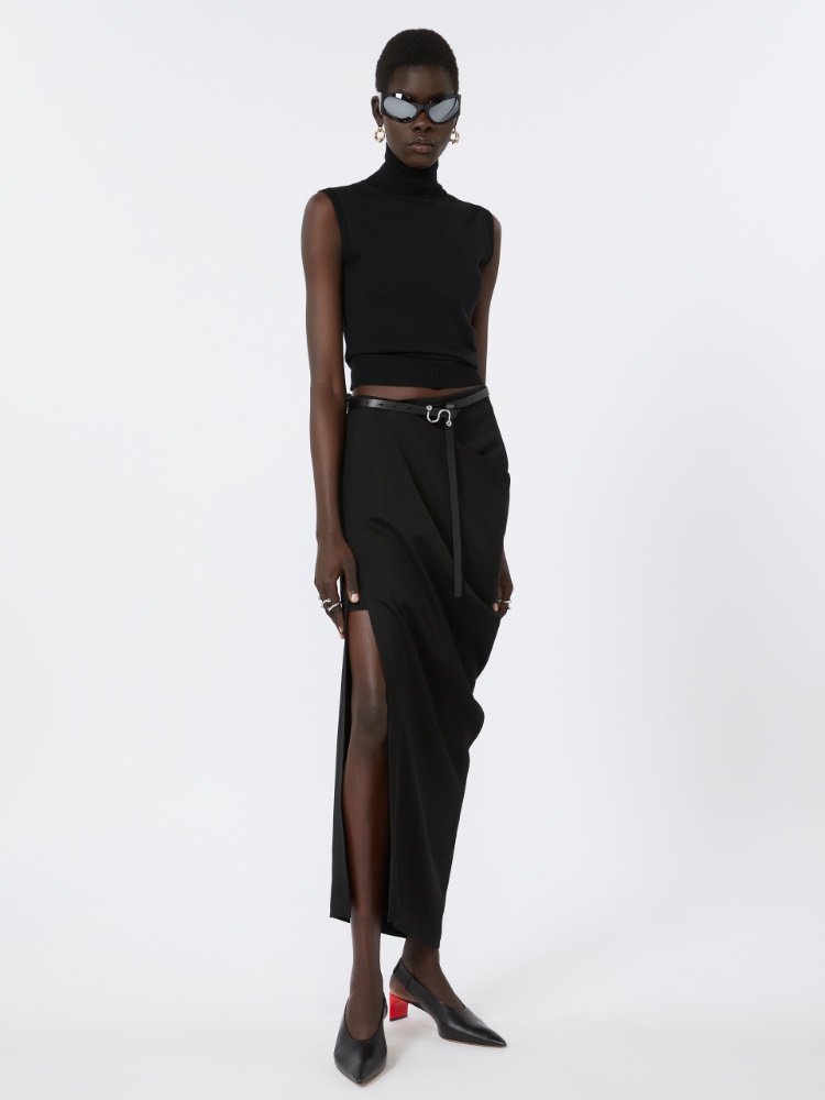 Skórzane buty z odkrytą piętą - CZARNY - Max Mara - 2