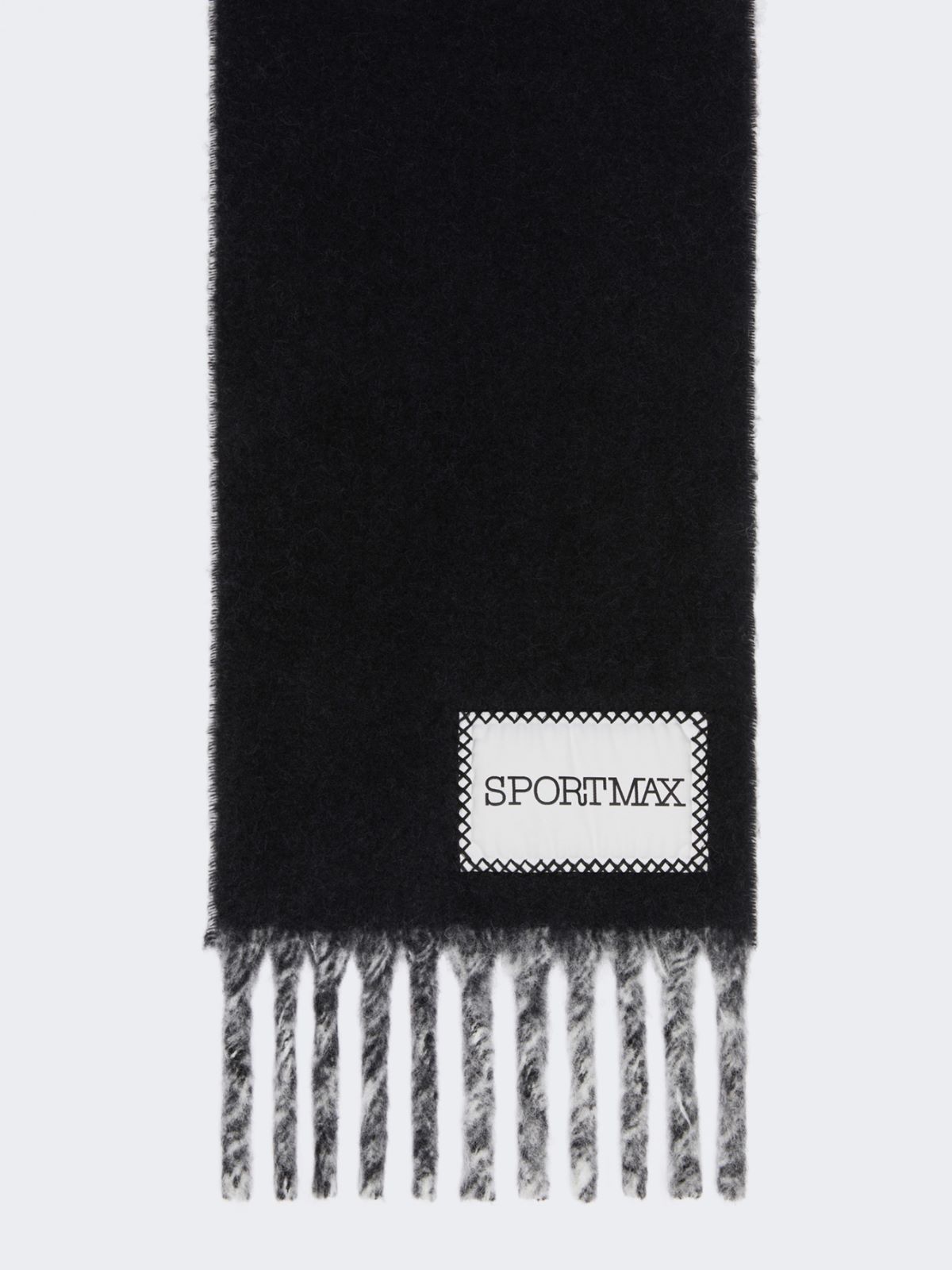 Two-tone scarf with fringes - BLACK - Max Mara - 8