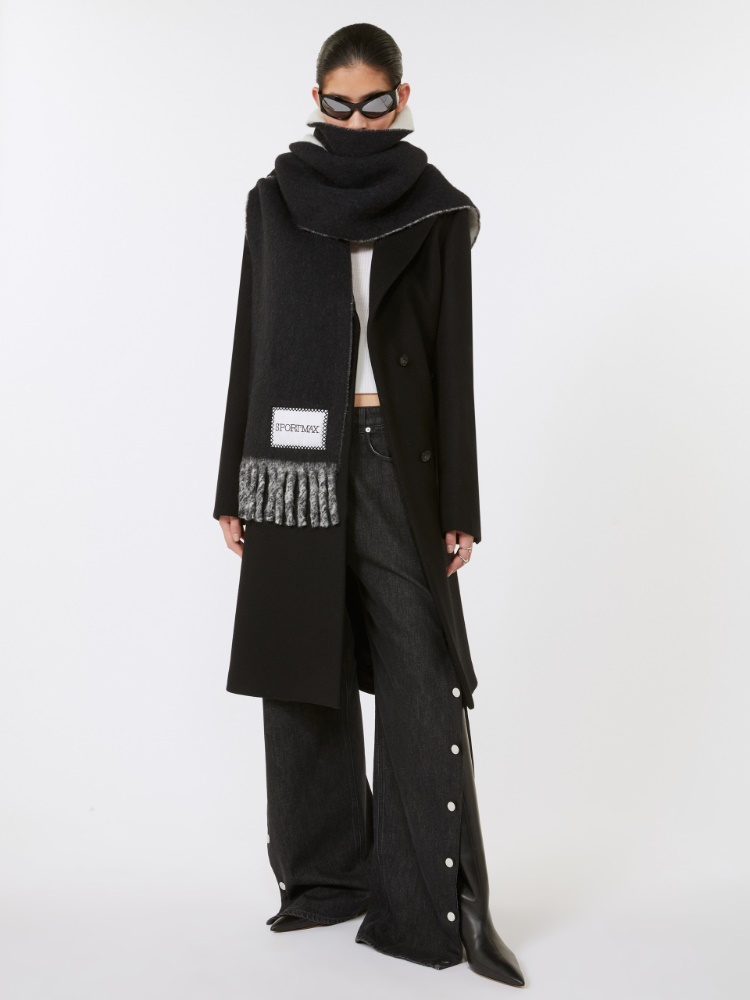 国内発送/送関込【Max Mara】 Wool blend scarf Max Mara Wool Blend Scarf With Embroidered Fringe Detail In