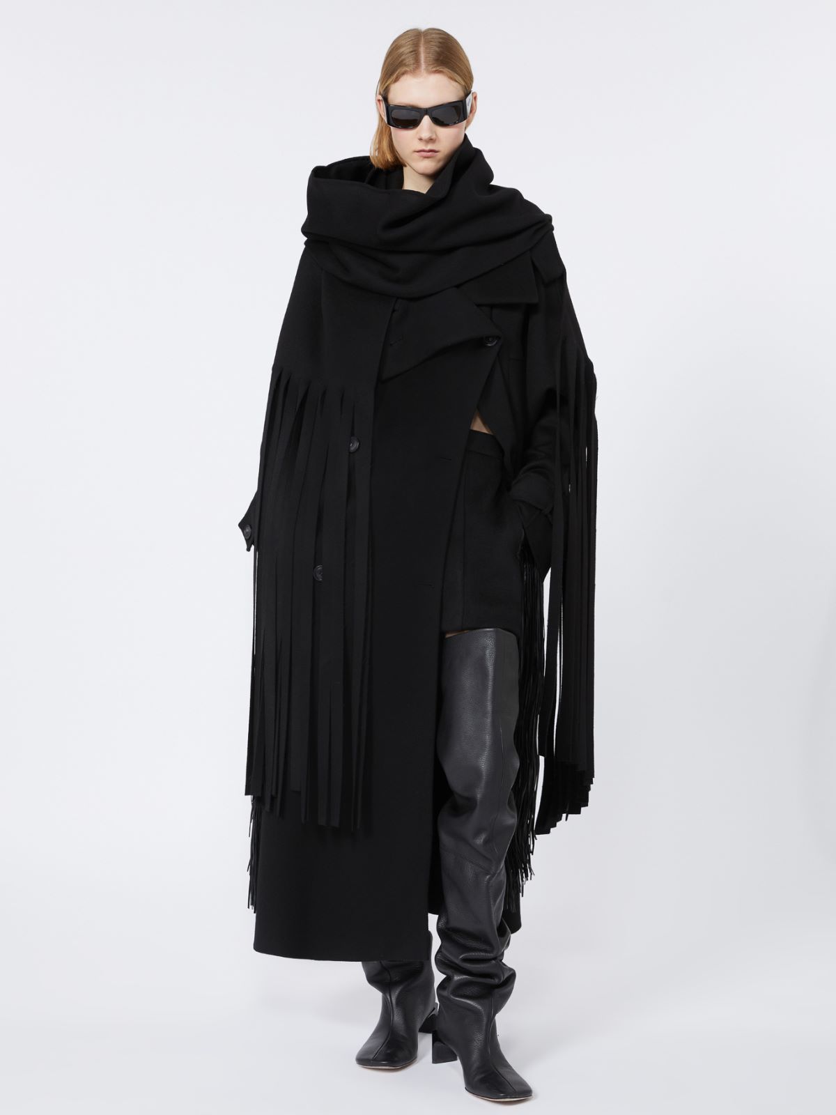 Long fringed scarf - RUNWAY - BLACK - Max Mara