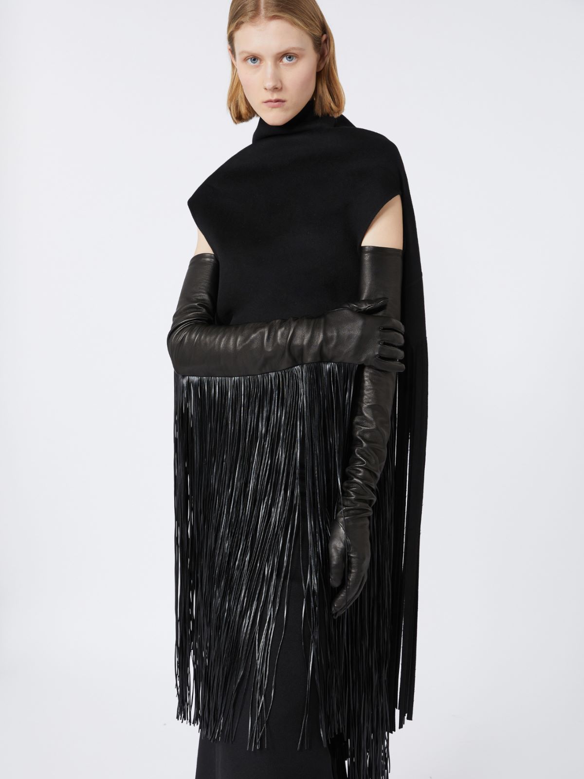 Long gloves with fringes - RUNWAY - BLACK - Max Mara - 8