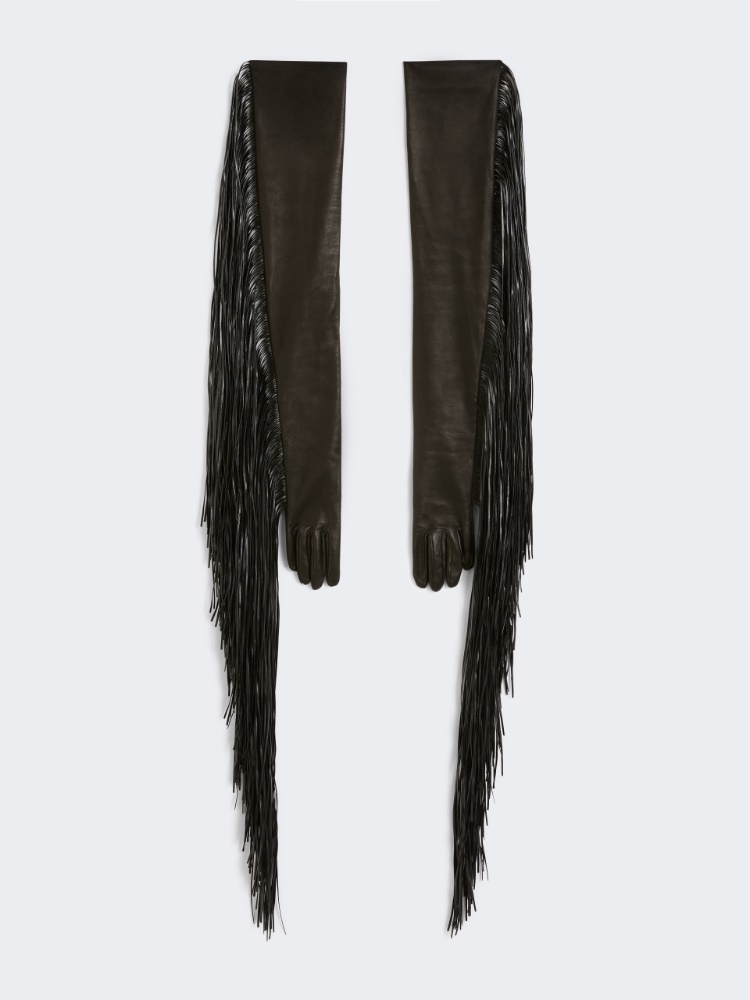 Long gloves with fringes - RUNWAY - BLACK - Max Mara