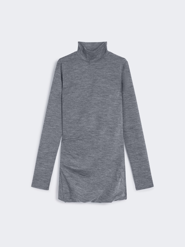 Fluid jersey high-neck dress, medium grey | 
