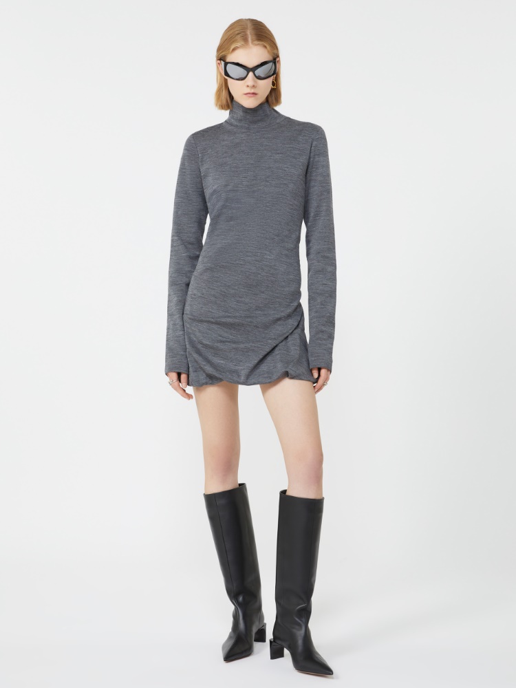 Fluid jersey high-neck dress - MEDIUM GREY - Max Mara