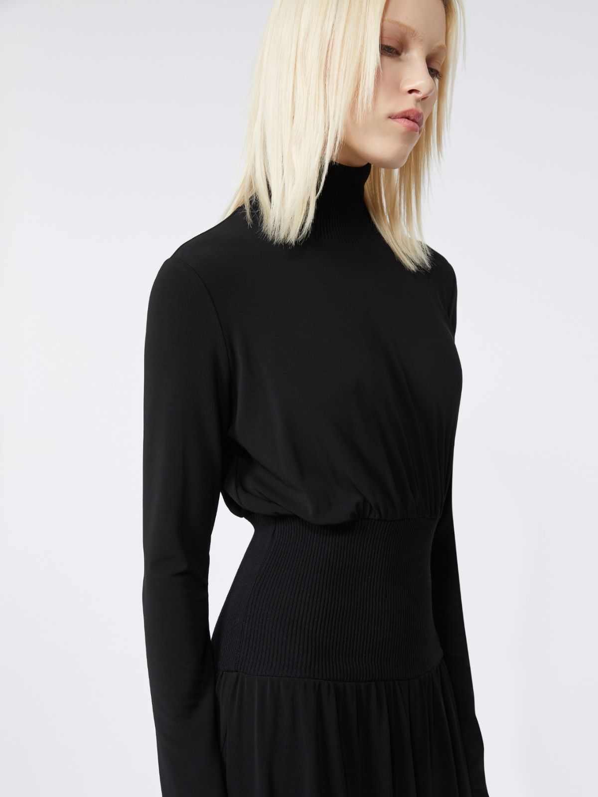 Knitted-insert dress - BLACK - Max Mara - 4