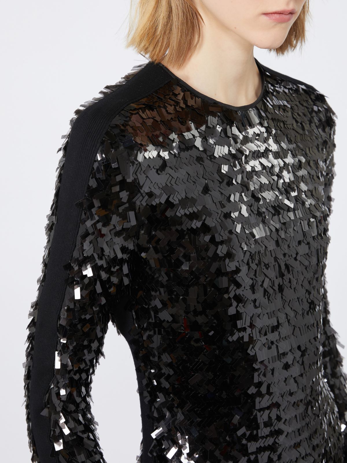 Sequin-adorned jersey dress - BLACK - Max Mara - 4