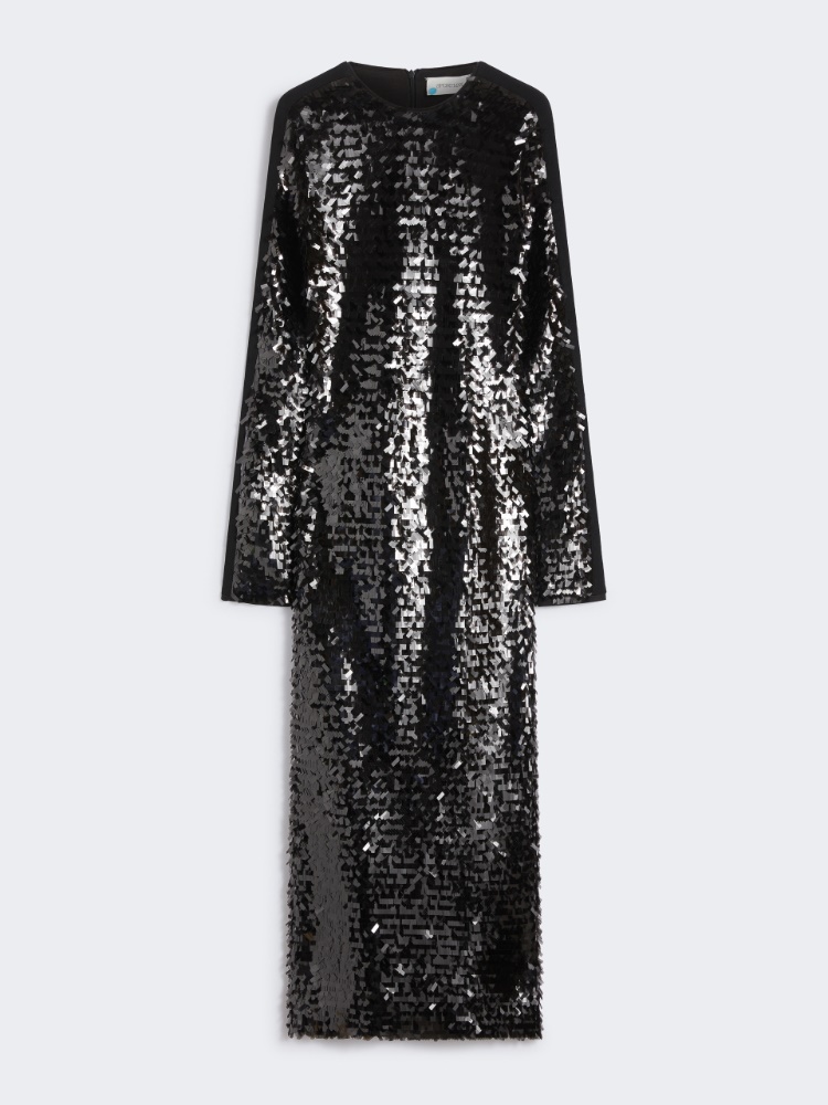 Sequin-adorned jersey dress - BLACK - Max Mara