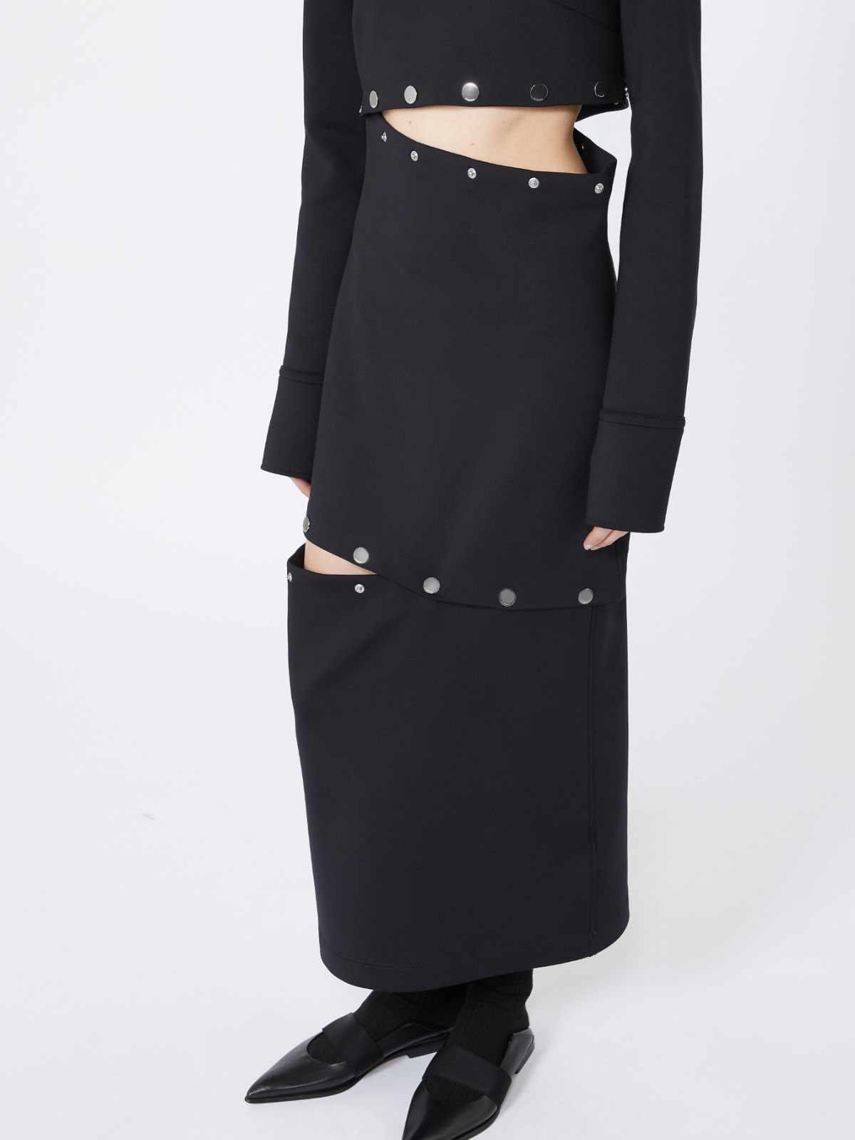 Shortenable scuba jersey dress - BLACK - Max Mara - 4
