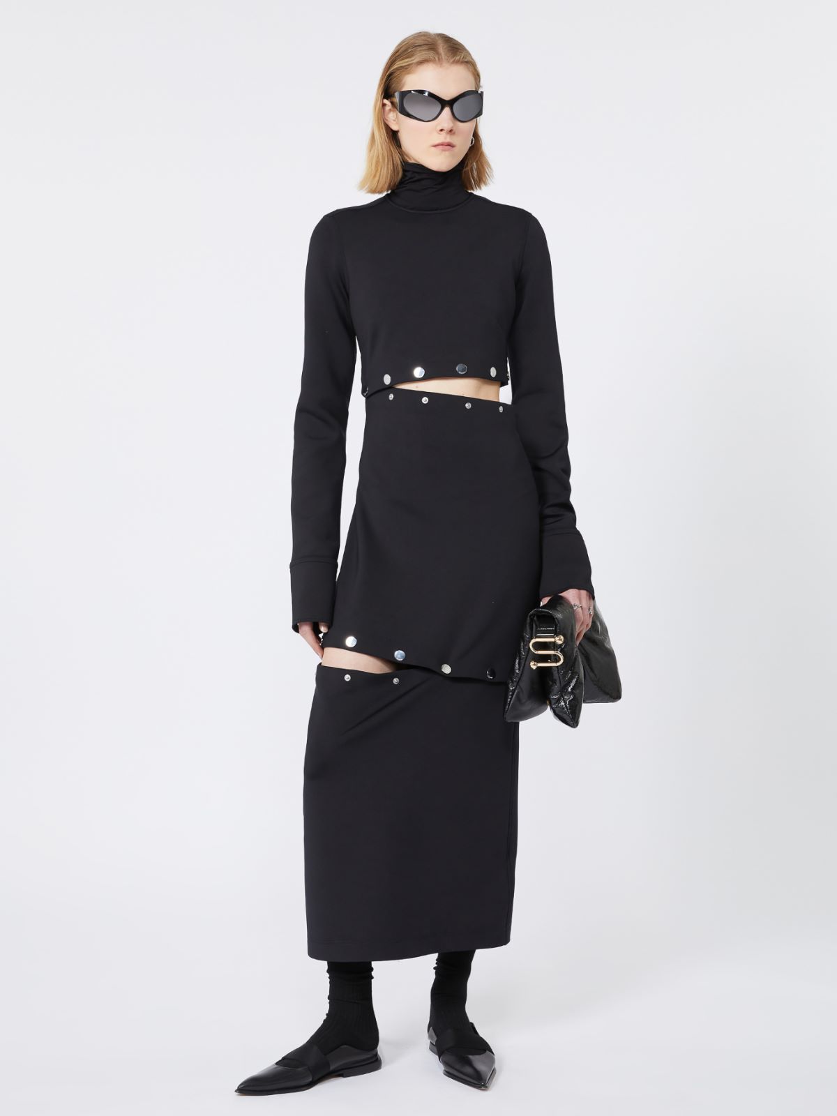 Shortenable scuba jersey dress - BLACK - Max Mara