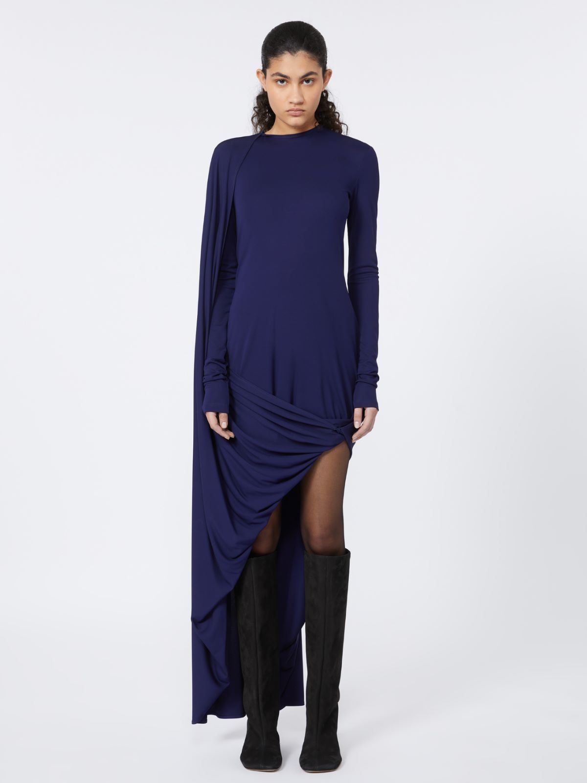 Asymmetrical draped dress - RUNWAY - DARK VIOLET - Max Mara - 2