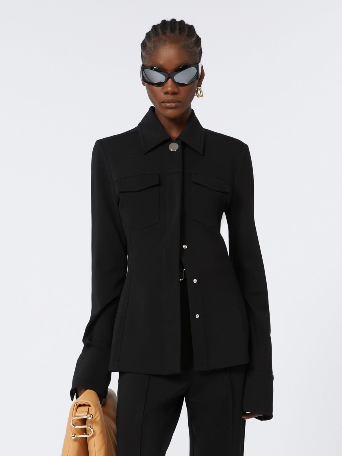 Jacket in crepe fabric stitch - BLACK - Max Mara - 5