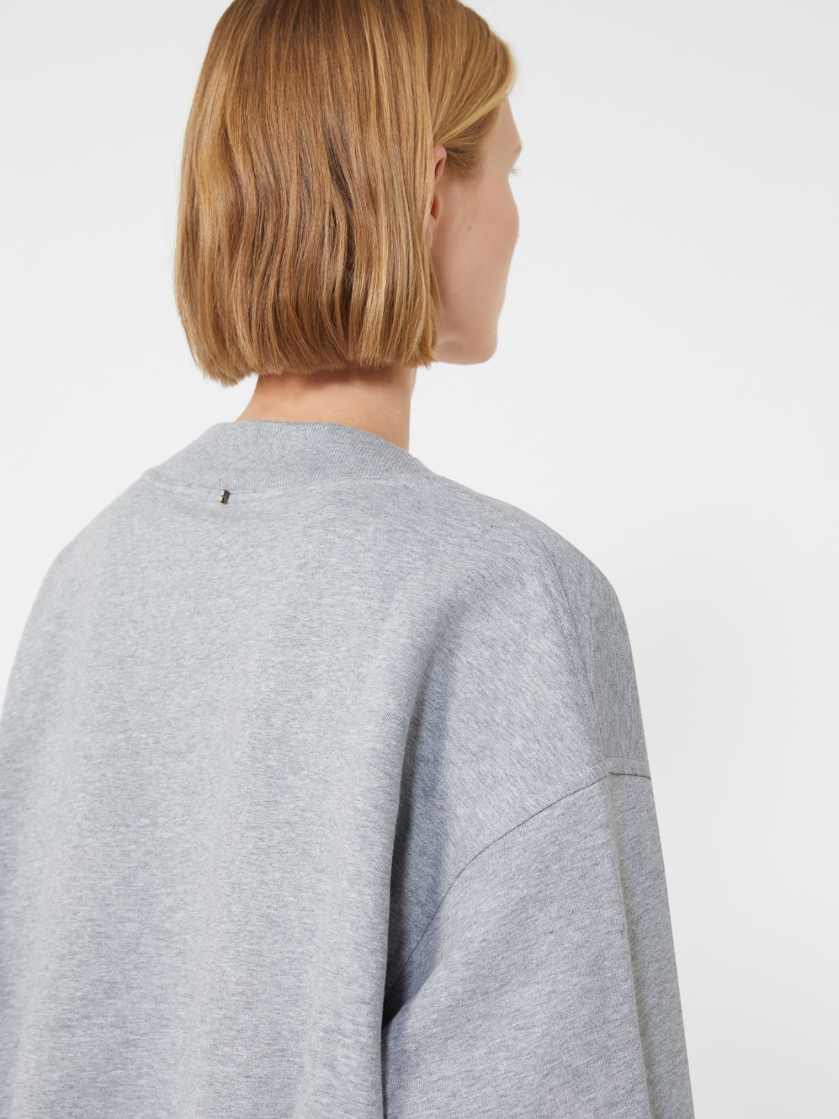 V-neck crop sweatshirt - MEDIUM GREY - Max Mara - 11