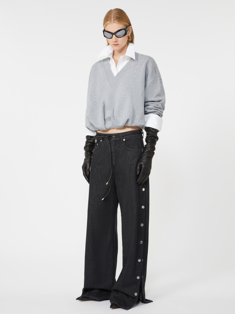 V-neck crop sweatshirt - MEDIUM GREY - Max Mara