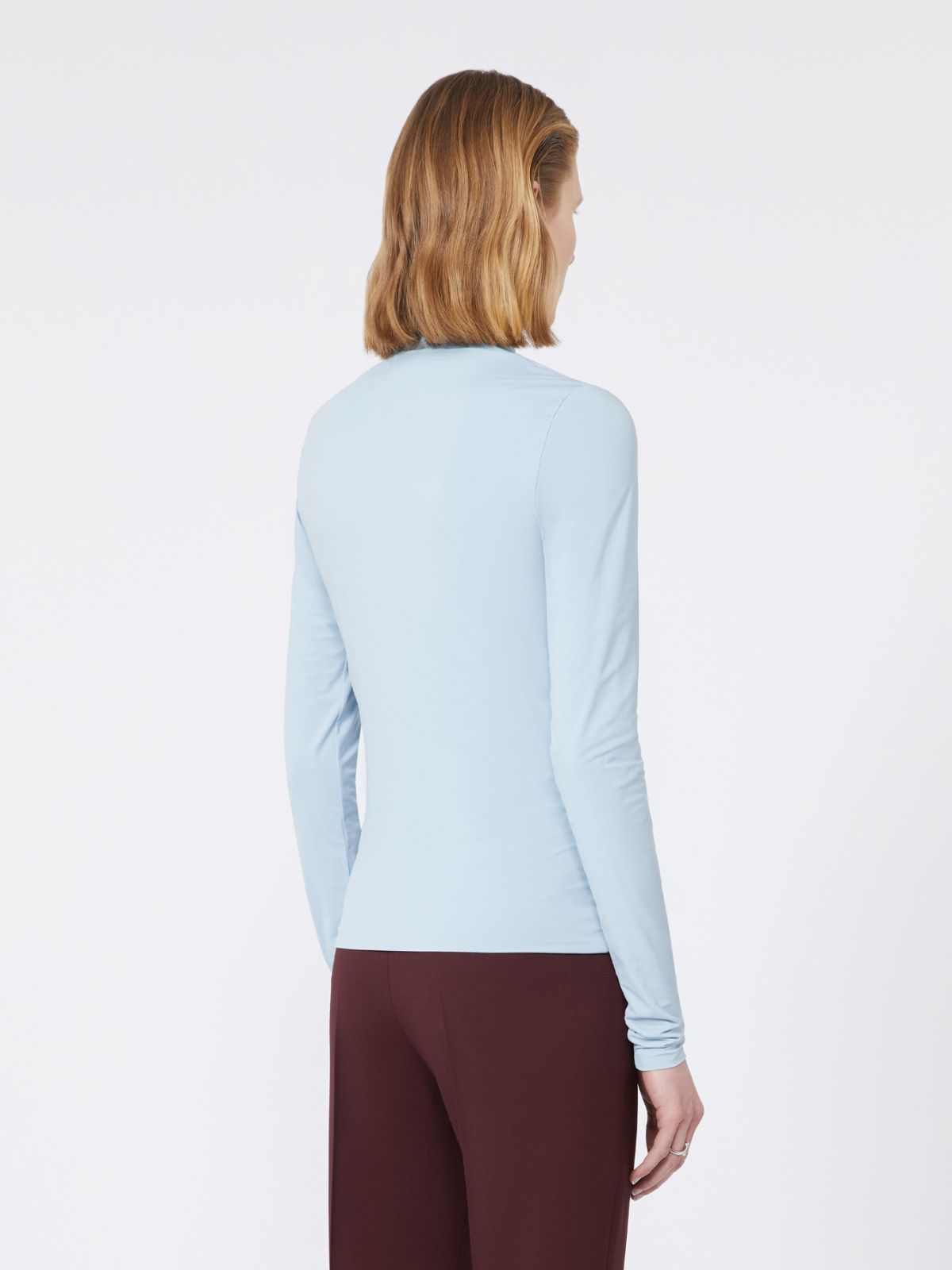 Skintight jersey polo-neck sweater - LIGHT BLUE - Max Mara - 3