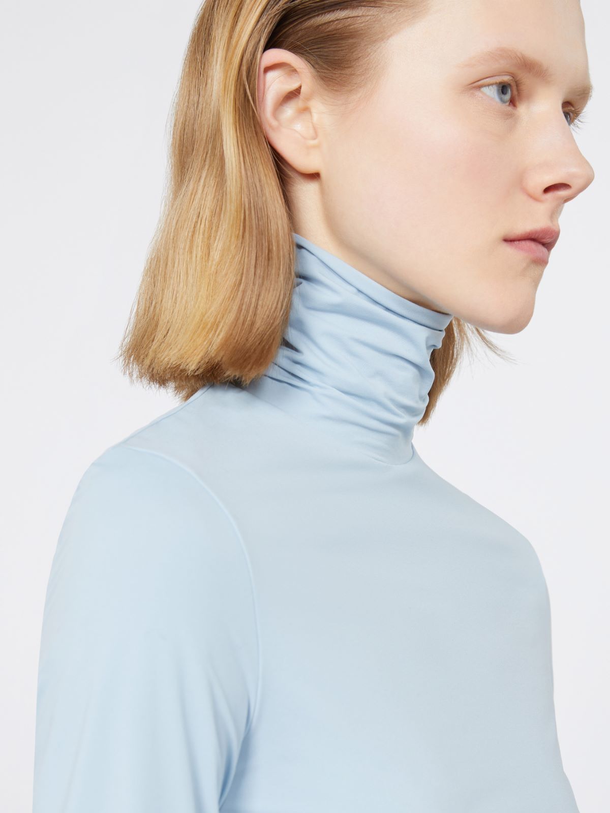 Skintight jersey polo-neck sweater - LIGHT BLUE - Max Mara - 4