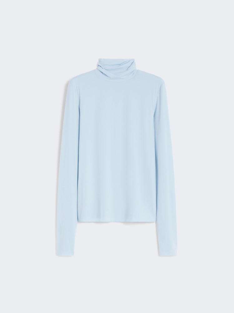 Skintight jersey polo-neck sweater - LIGHT BLUE - Max Mara