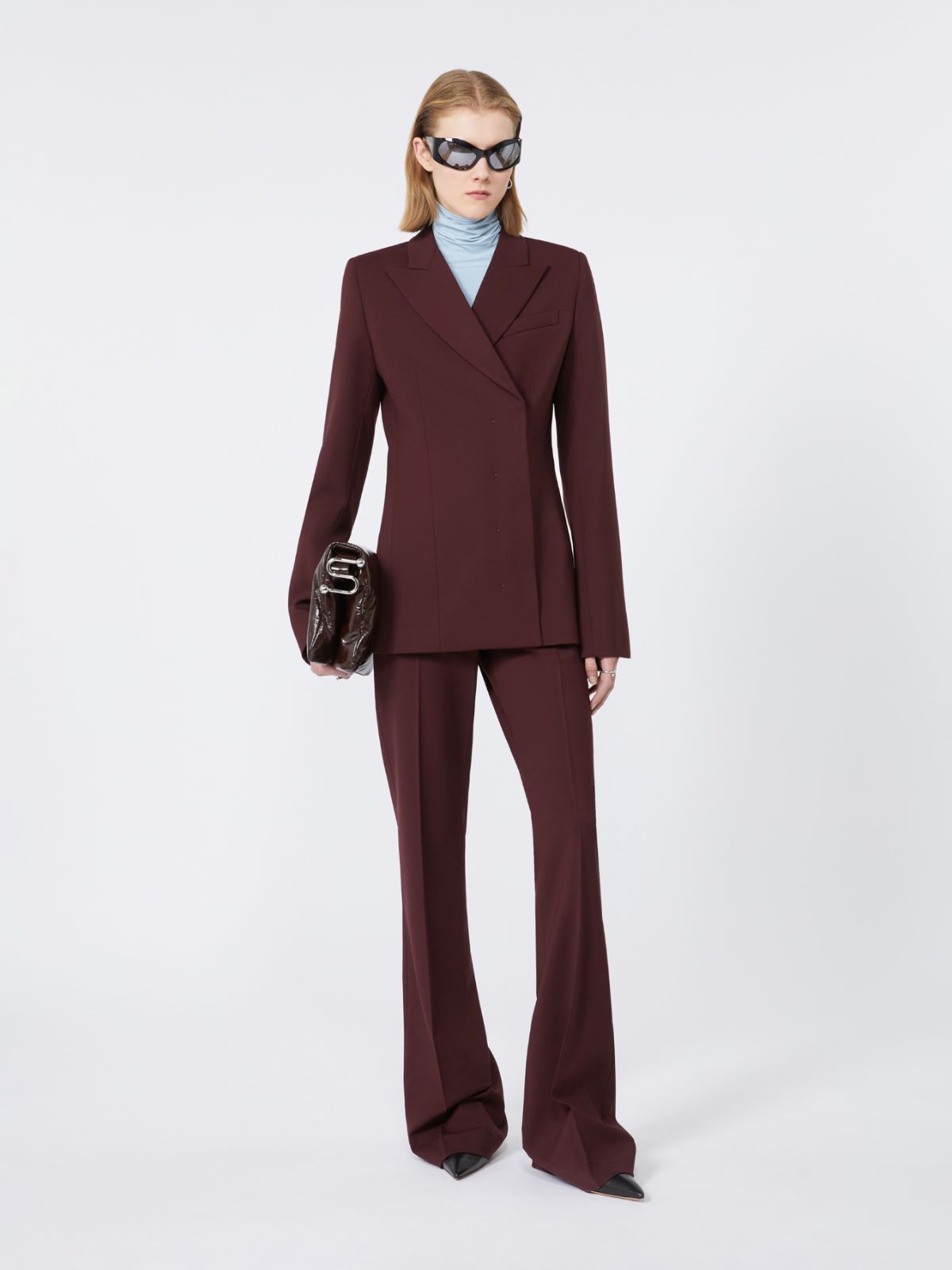 Skintight jersey polo-neck sweater - LIGHT BLUE - Max Mara