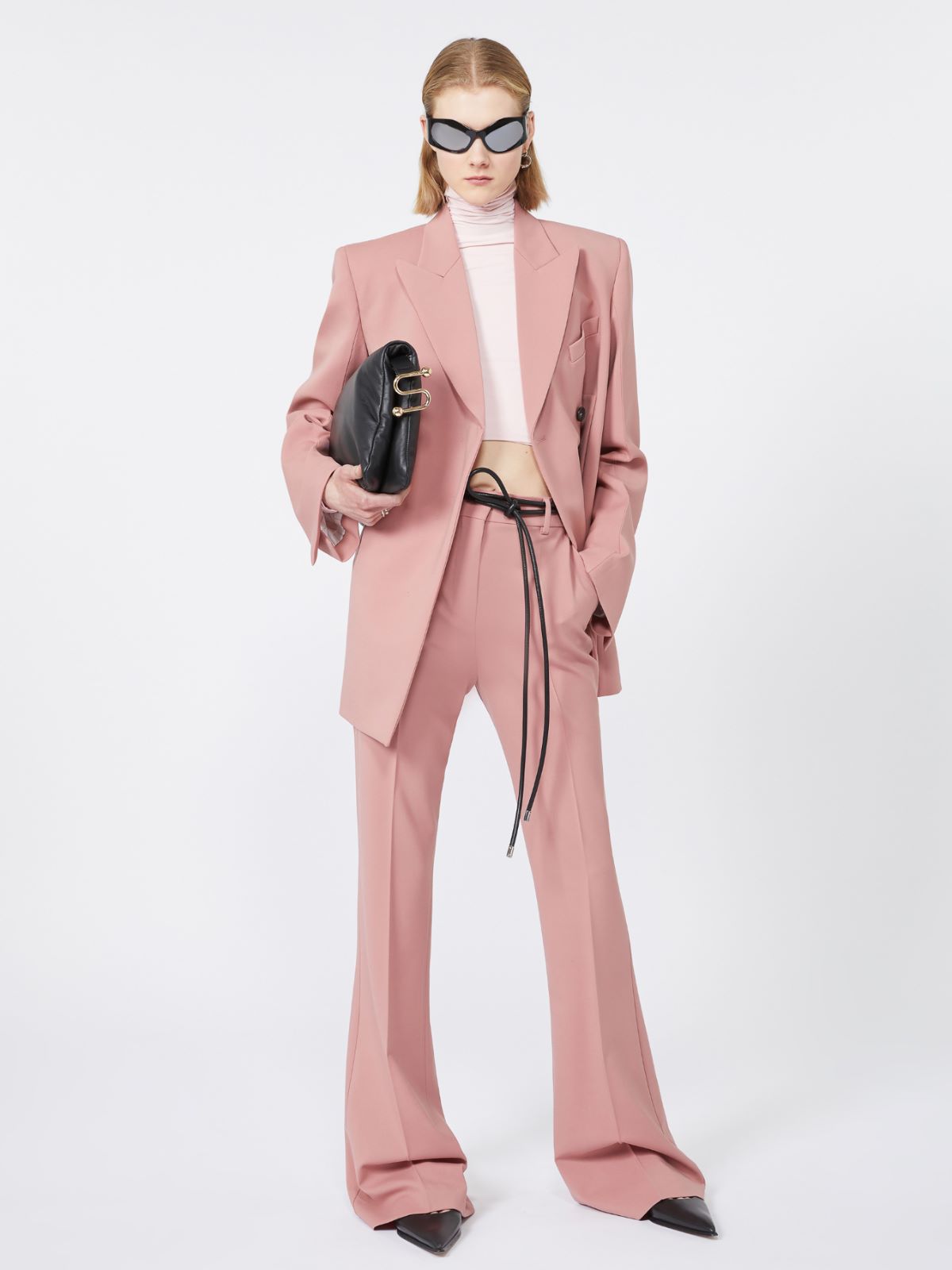 Skintight jersey polo-neck sweater - PINK - Max Mara
