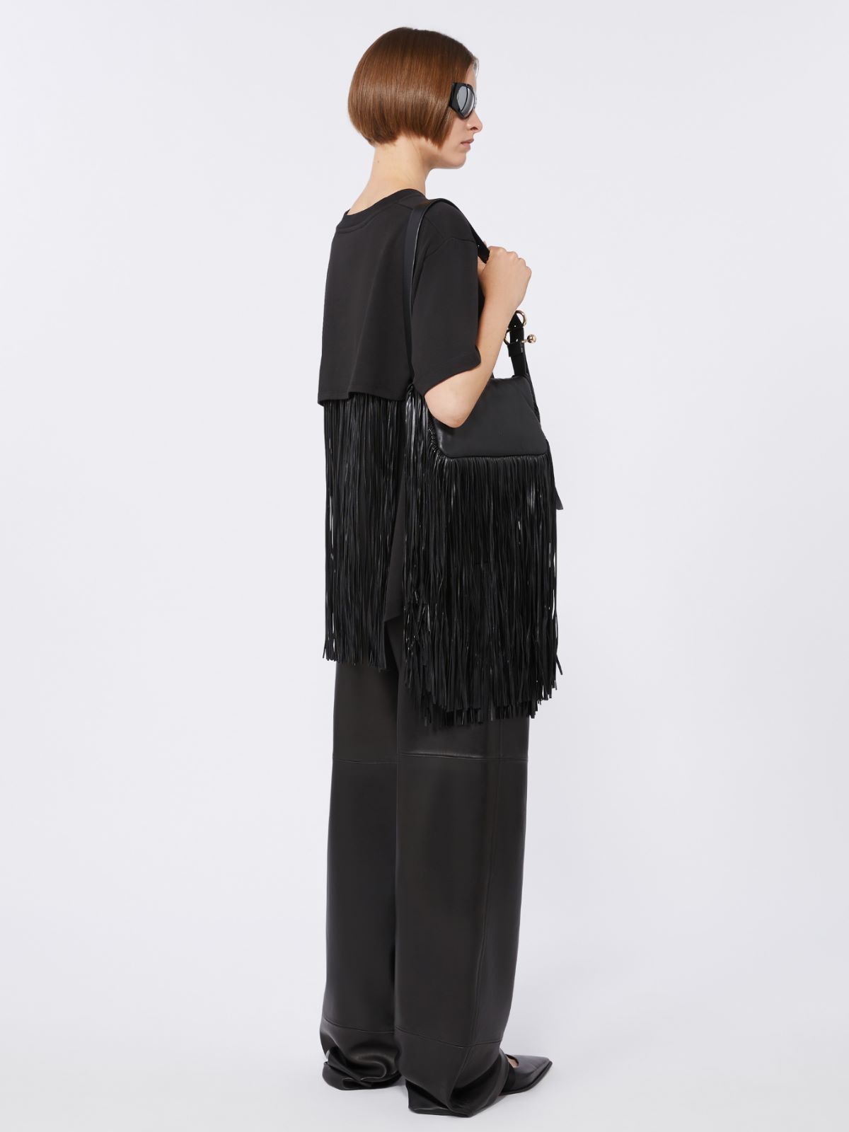 T-shirt with fringes - BLACK - Max Mara