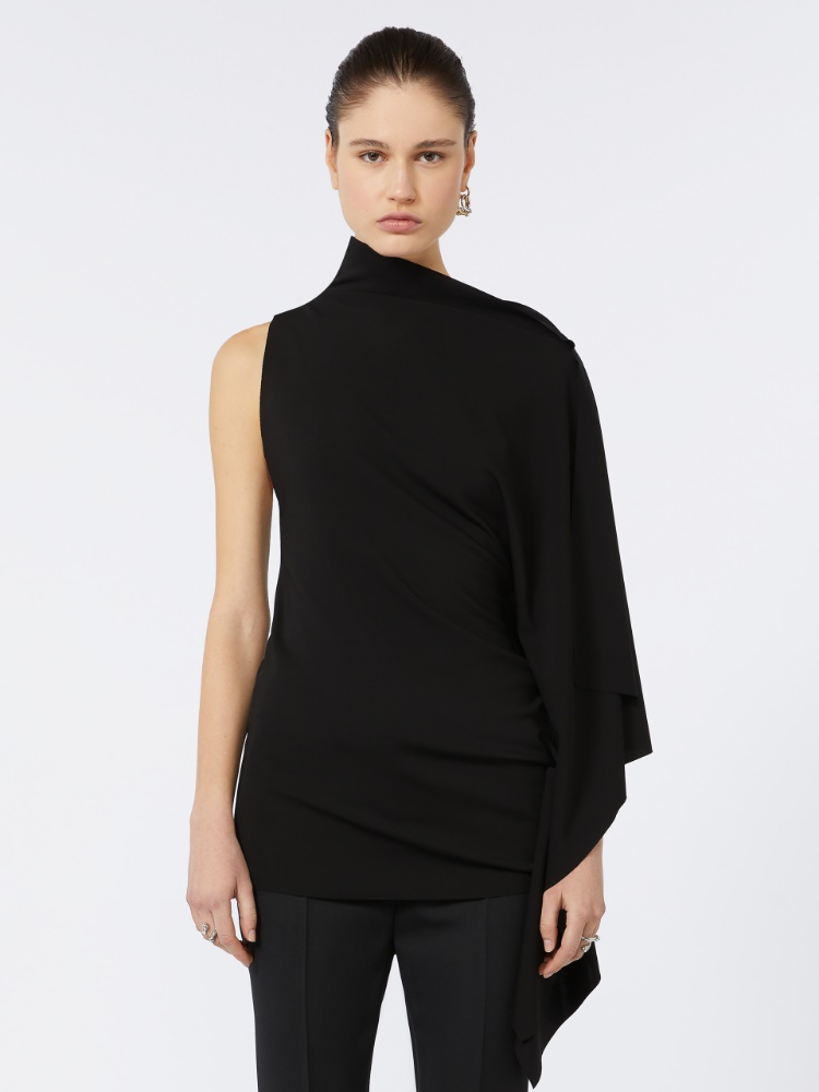 Asymmetric jersey top, black | 