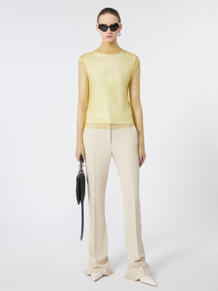 Mesh T-shirt with rhinestones - PASTEL GREEN - Max Mara