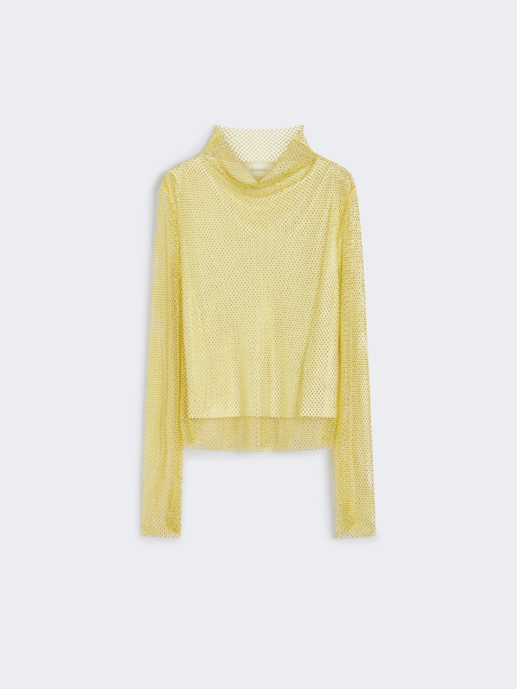 Mesh T-shirt with rhinestones - PASTEL GREEN - Max Mara
