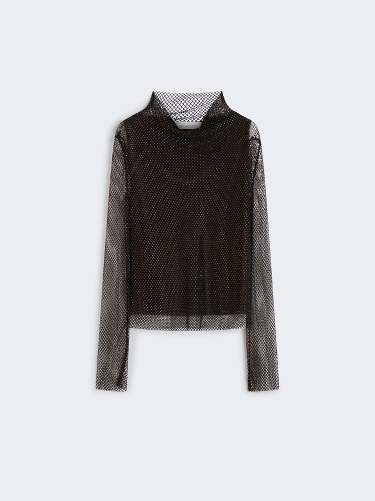 T-shirt in rete con strass - NERO - Max Mara