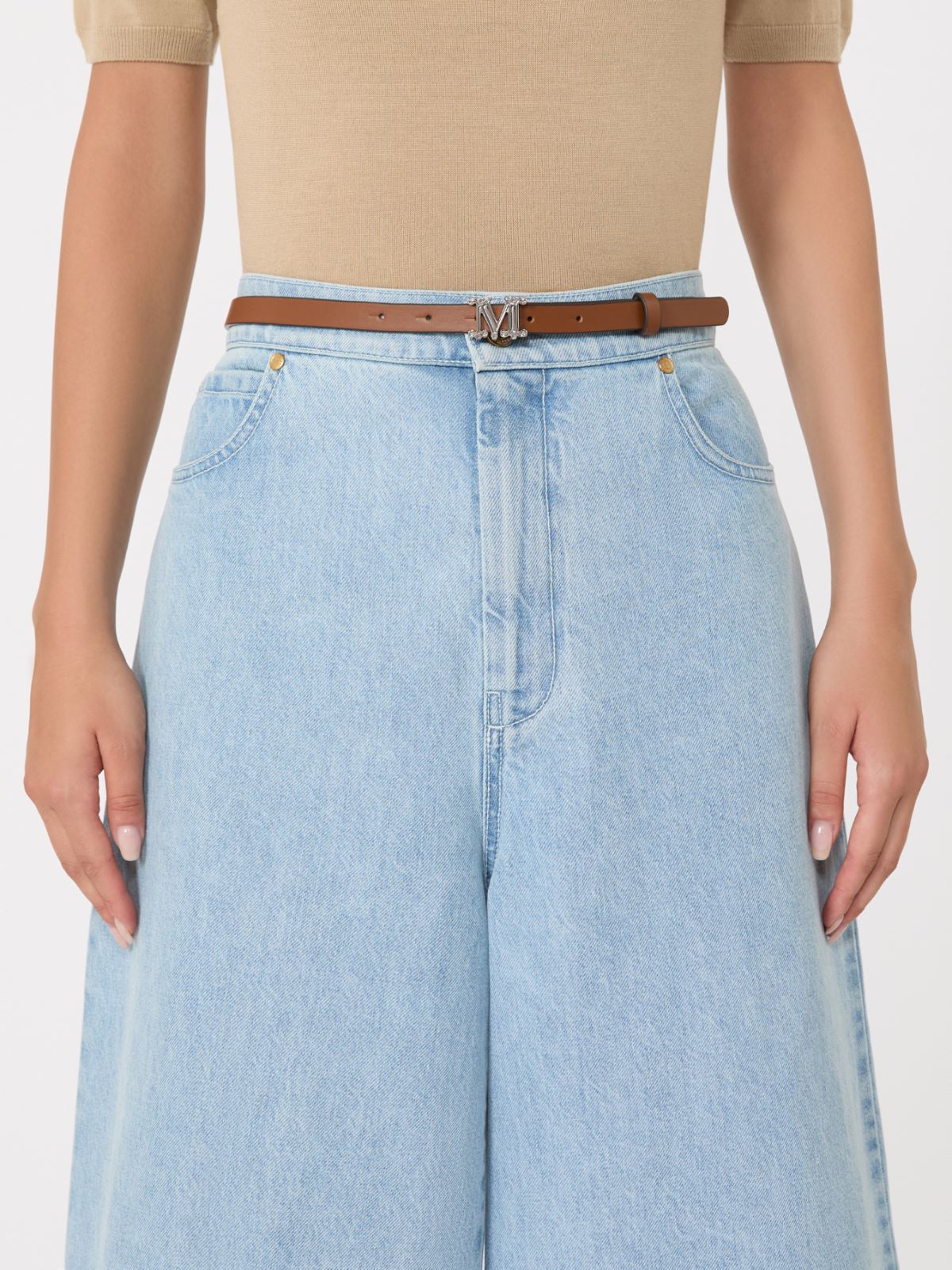 [Mグラツィアータ] カーフレザー ベルト - AMBER BROWN - Max Mara - 8