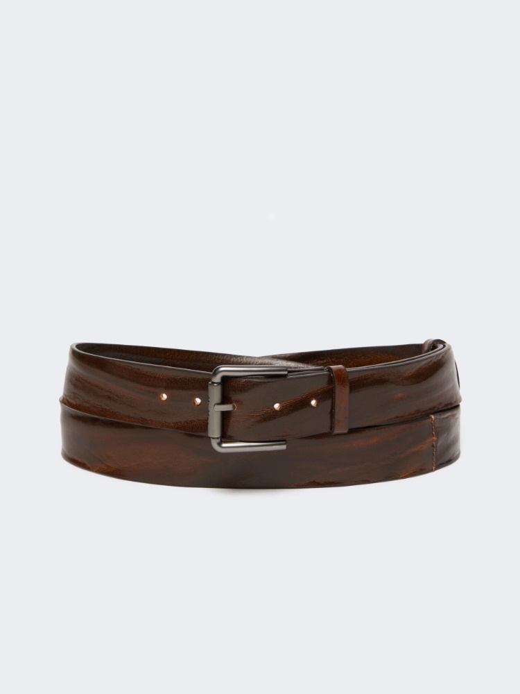 [バックルXLONG] カーフ レザー ロング ベルト - BROWN BRONZE - Max Mara
