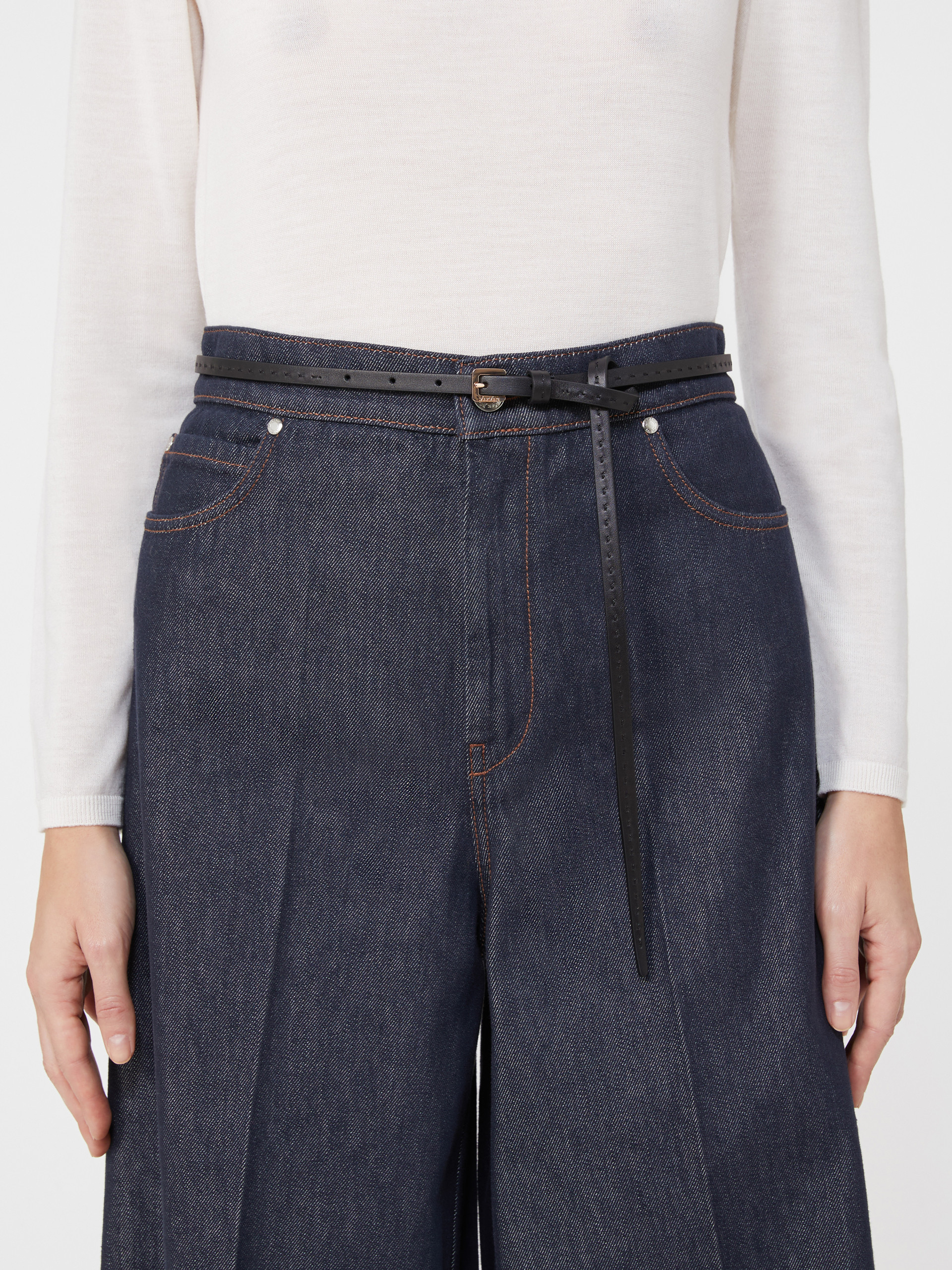 Pasek ze skóry naturalnej - CZARNY - Max Mara - 3