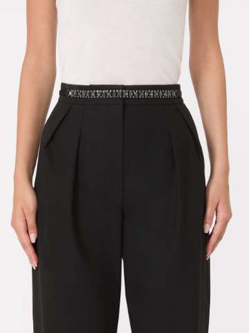 ベルト Sportmax Black Fabric And Leather Apoge01234 Belt Apogee Belt (Standard Buckle)
